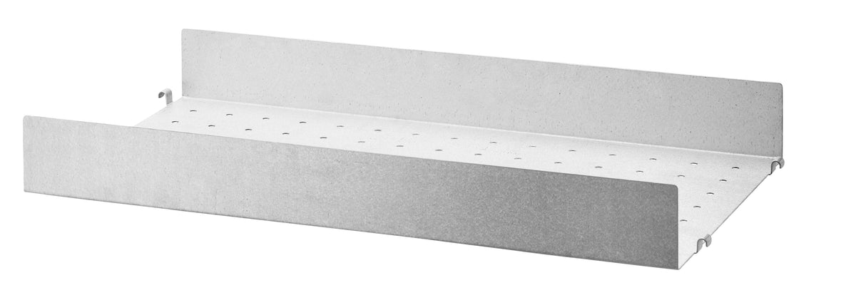 Metal Shelf High w58 x d30 cm in Galvanized, room setting