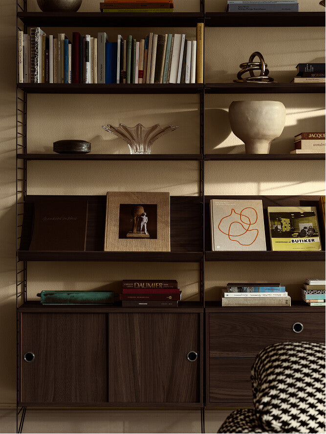 Cabinet with Sliding Doors w78 x d30 x h42 cm in Dark oak, room setting