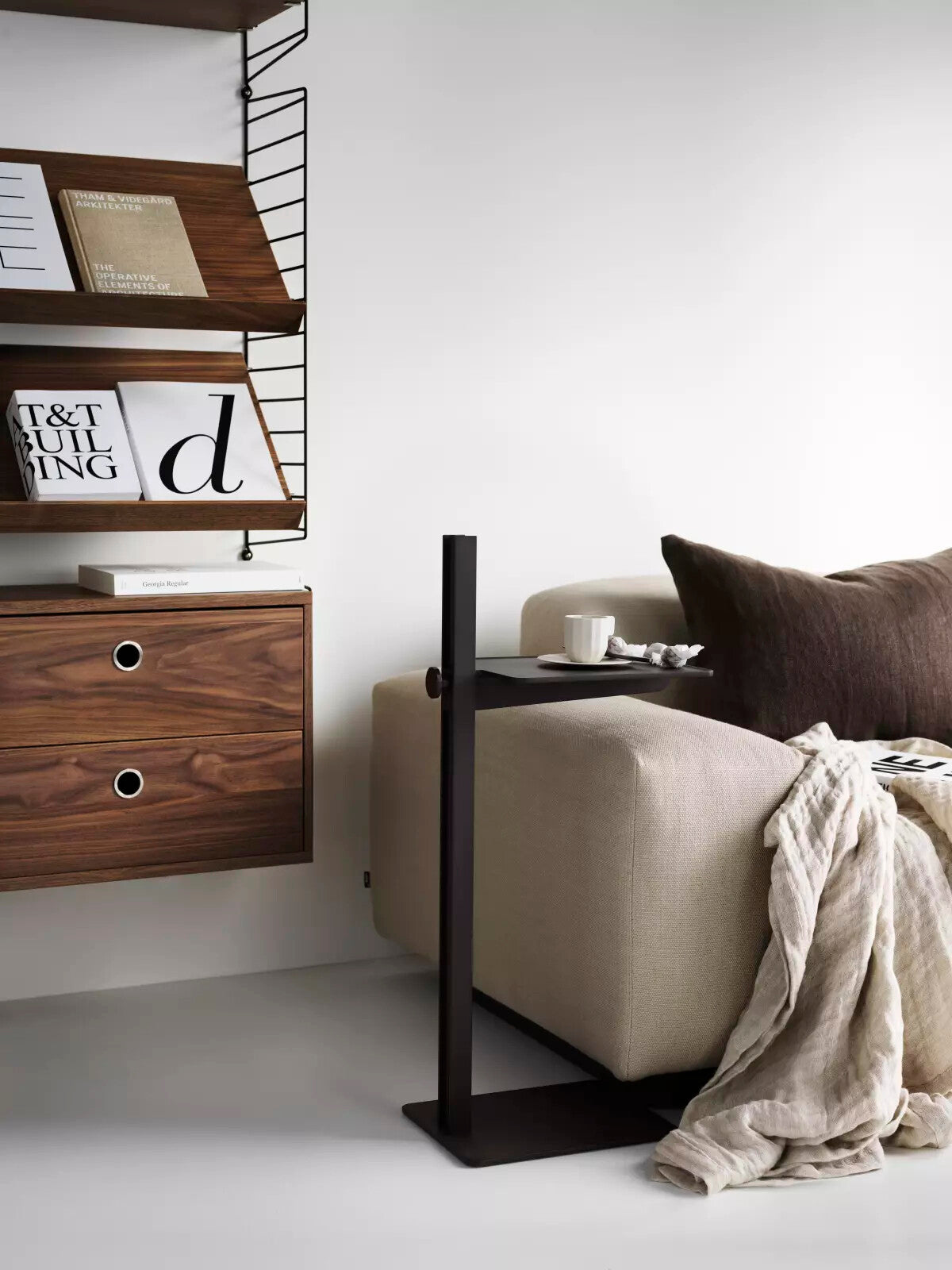 Chest of Drawers w58 x d30 x h42 cm in Walnut, room setting