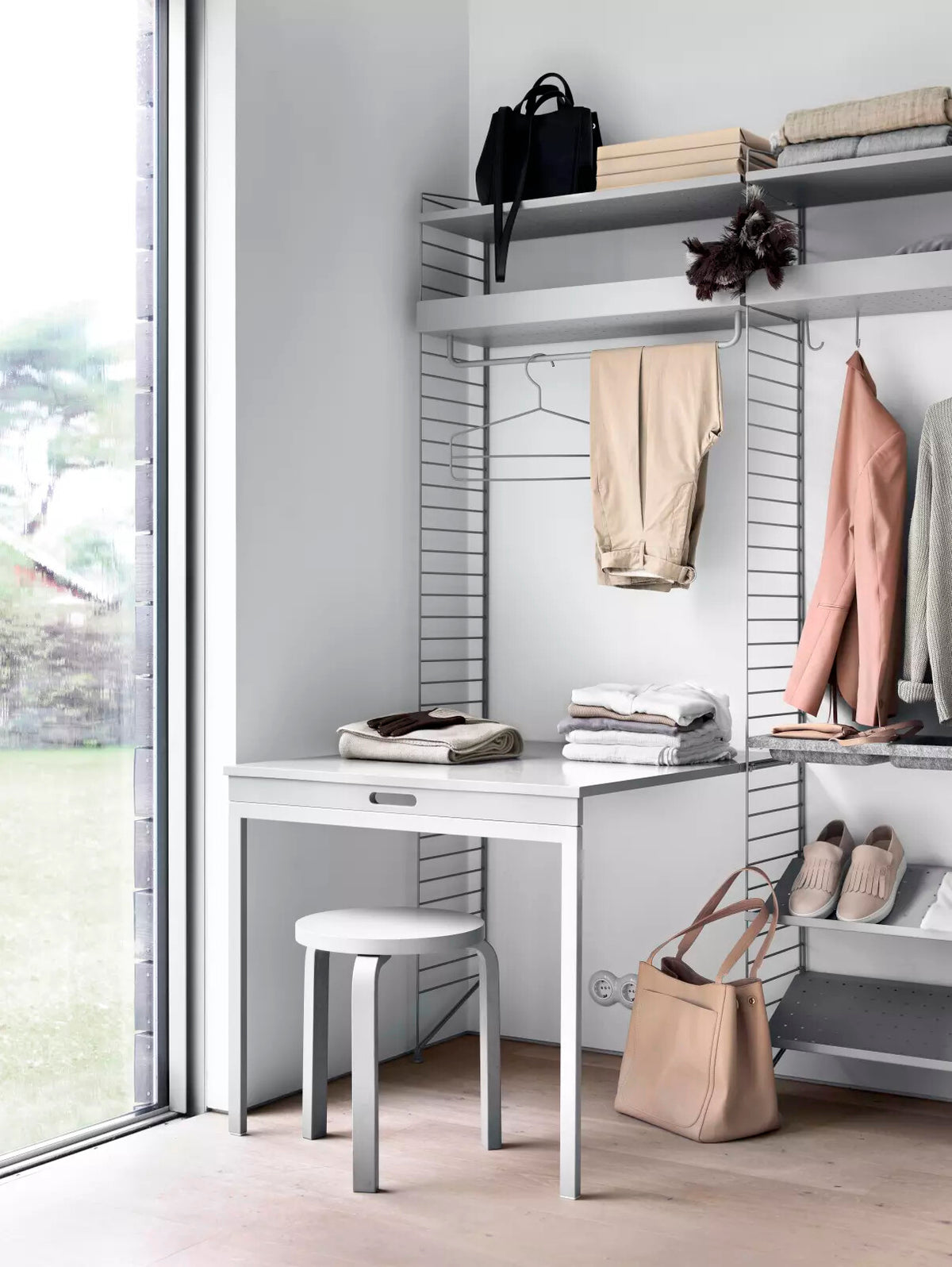 Folding Table in Beige/Beige, room setting
