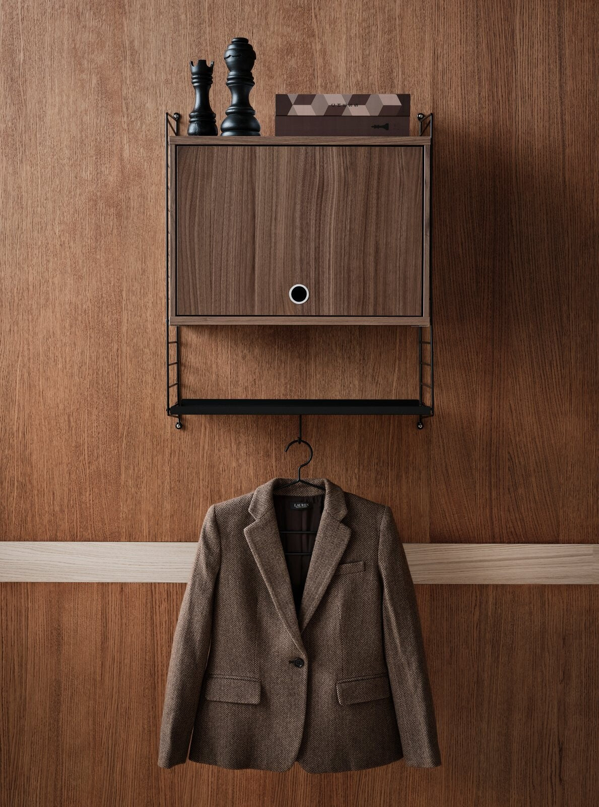 Cabinet with Flip Door w58 x d30 x h42 cm in Black stained ash, room setting