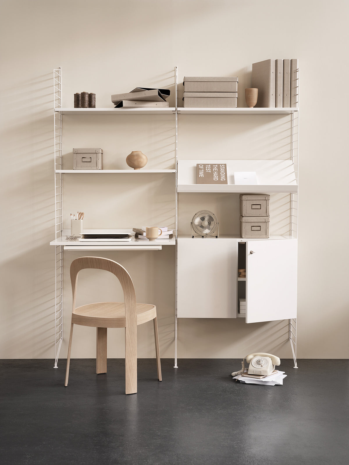Cabinet with lock w78 x d32 x h52 cm in White, room setting