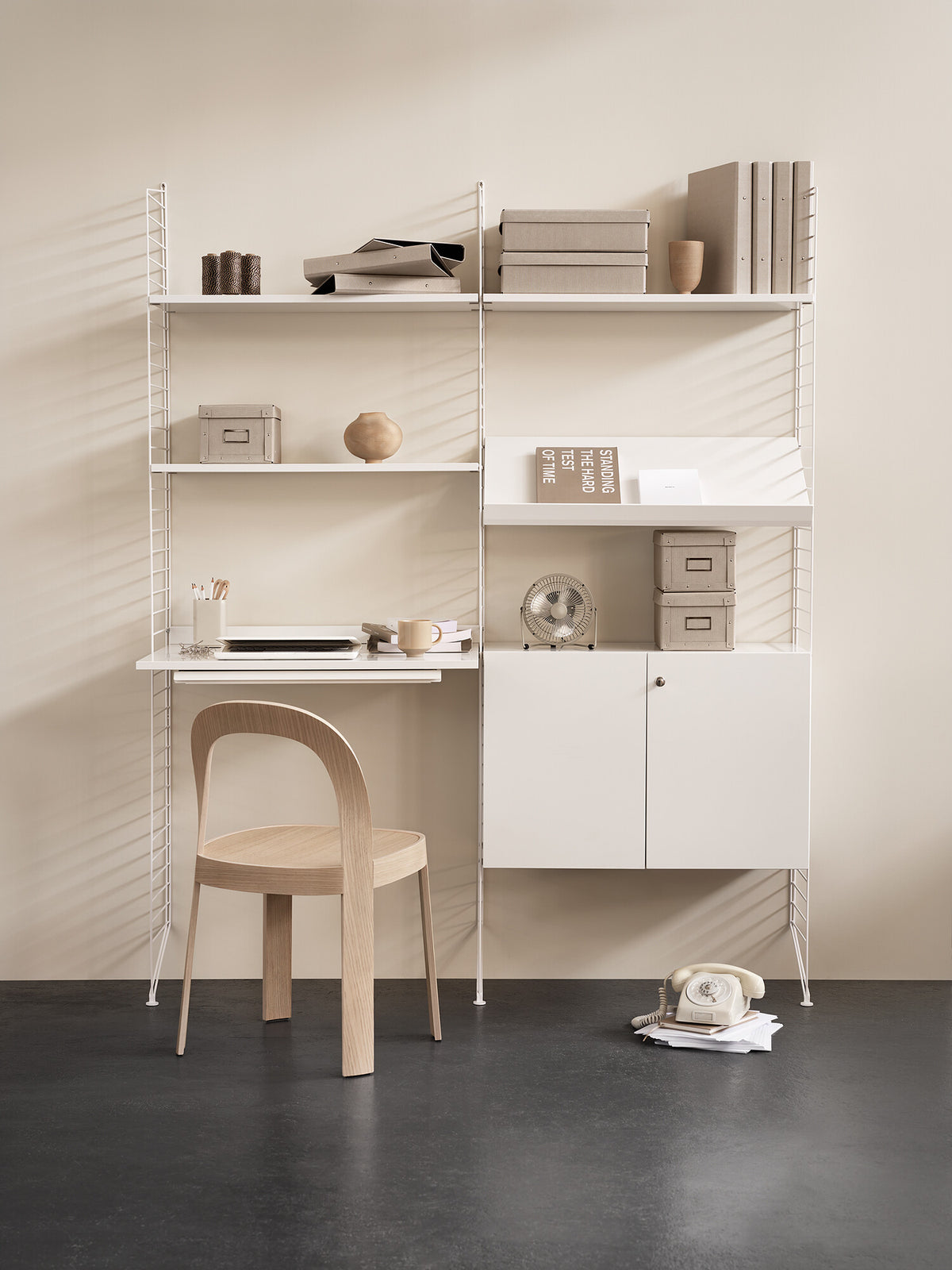 Cabinet with lock w78 x d32 x h52 cm in White, room setting