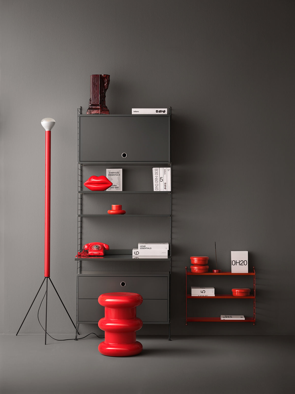 Shelf w78 x d30 cm in Dark grey, room setting