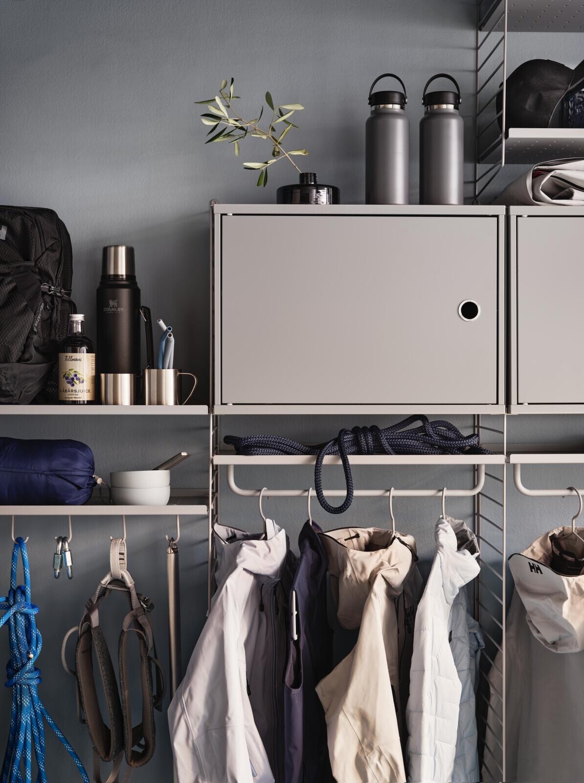 Cabinet with swing door w58 x d30 x h42 cm in Black stained ash, room setting