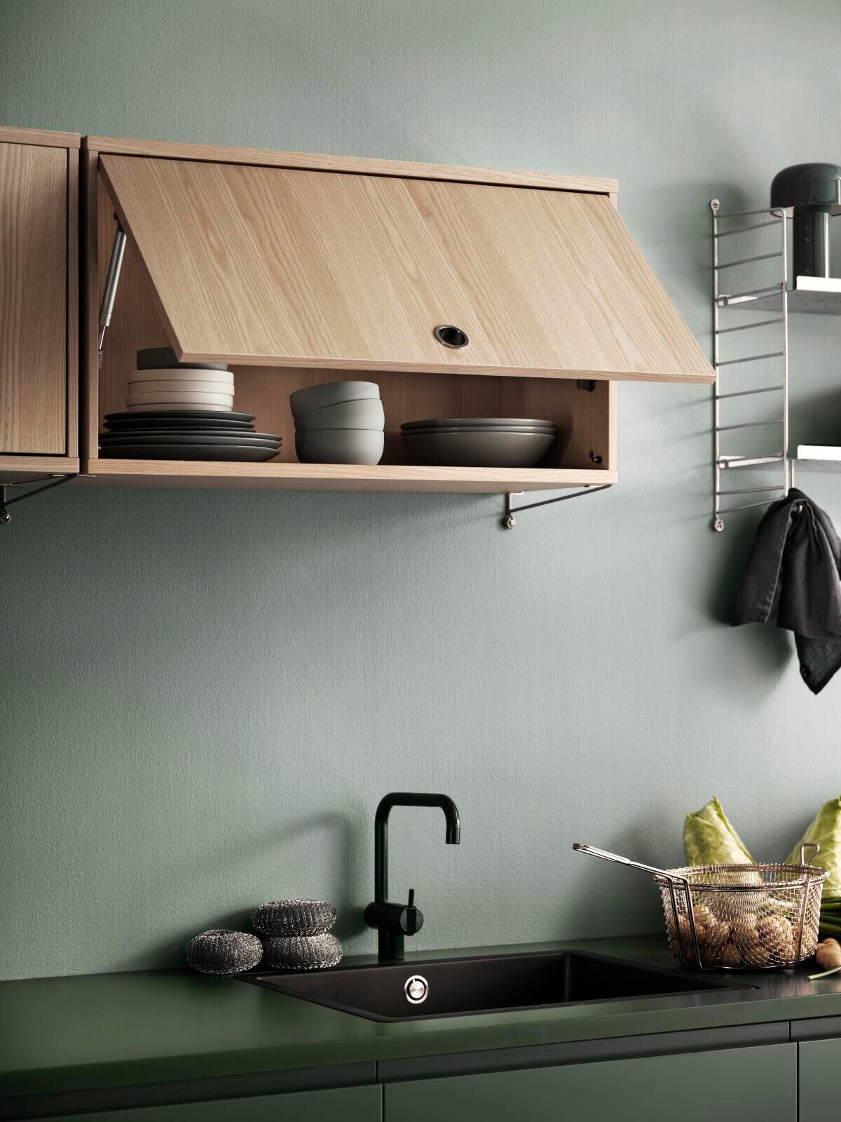 Cabinet with Flip Door w58 x d30 x h42 cm in Ash, room setting