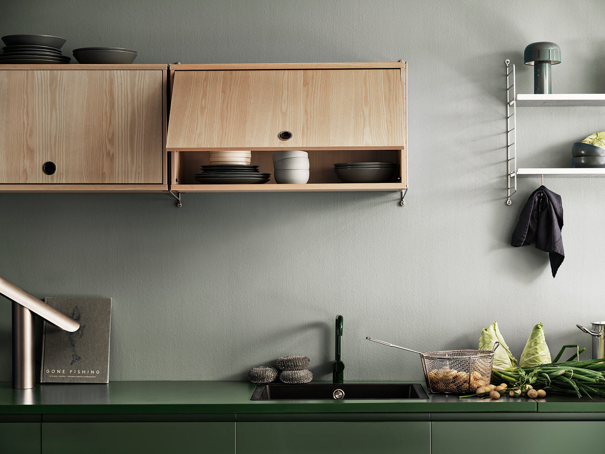 Cabinet with Flip Door w78 x d30 x h42 cm in Black stained ash, room setting