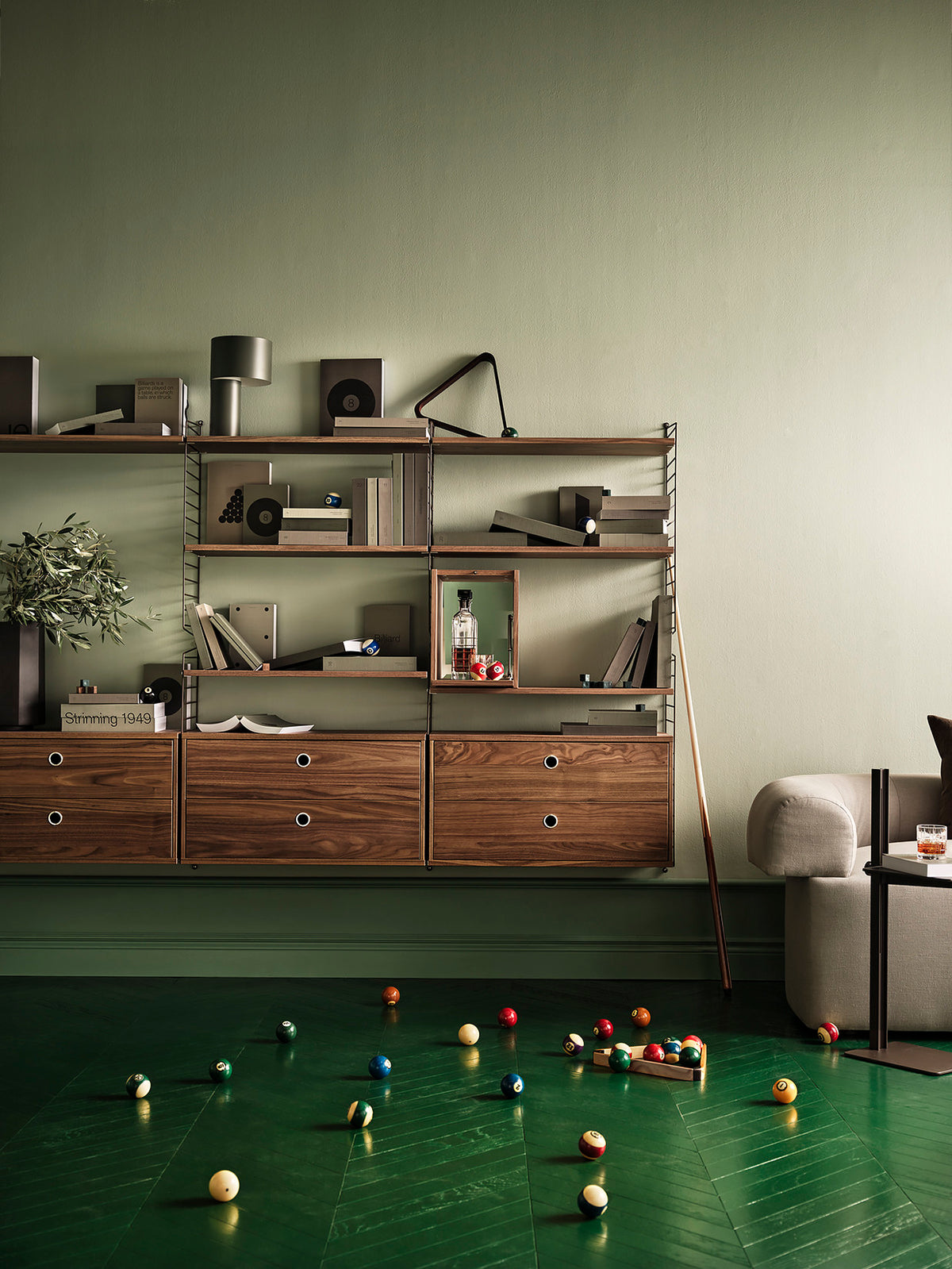 Tiny Cabinet w28 x d30 x h38 cm in Walnut, room setting