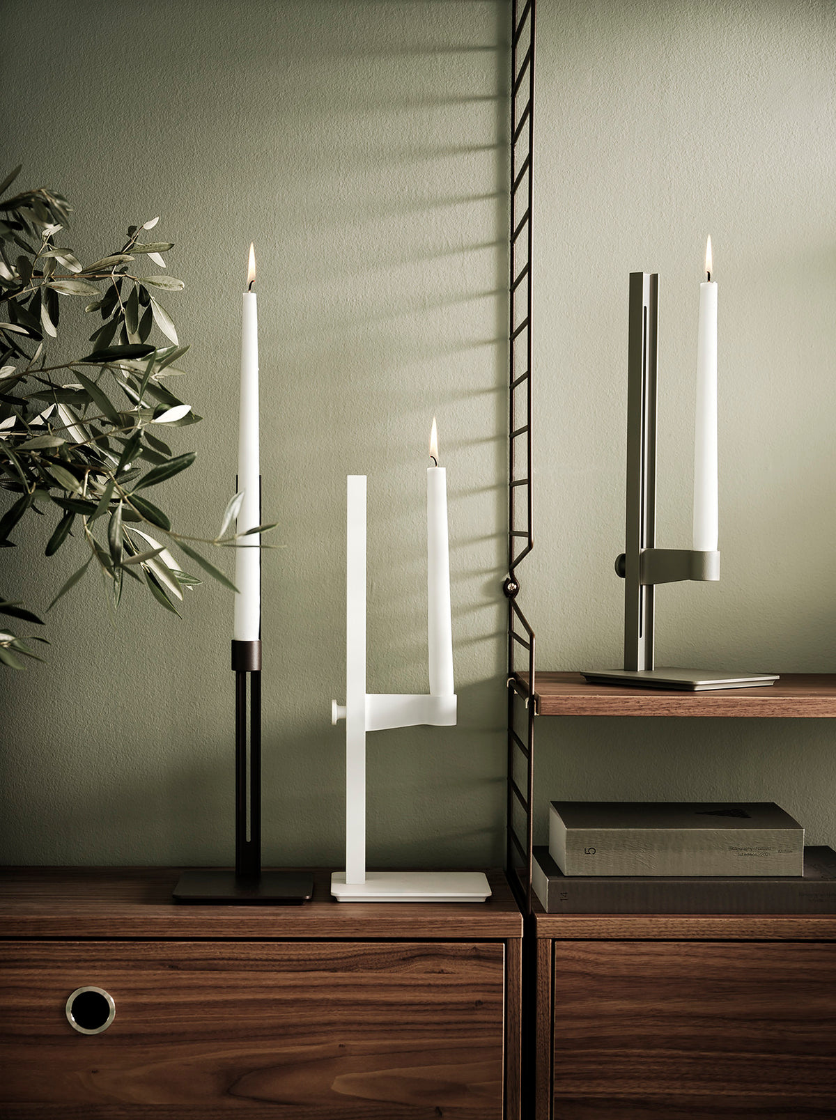 Museum Candle Holder in Dark brown, room setting