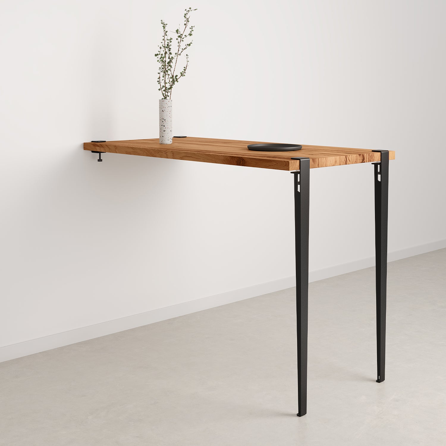 table murale 110cm 150x75 bois ancien - noir