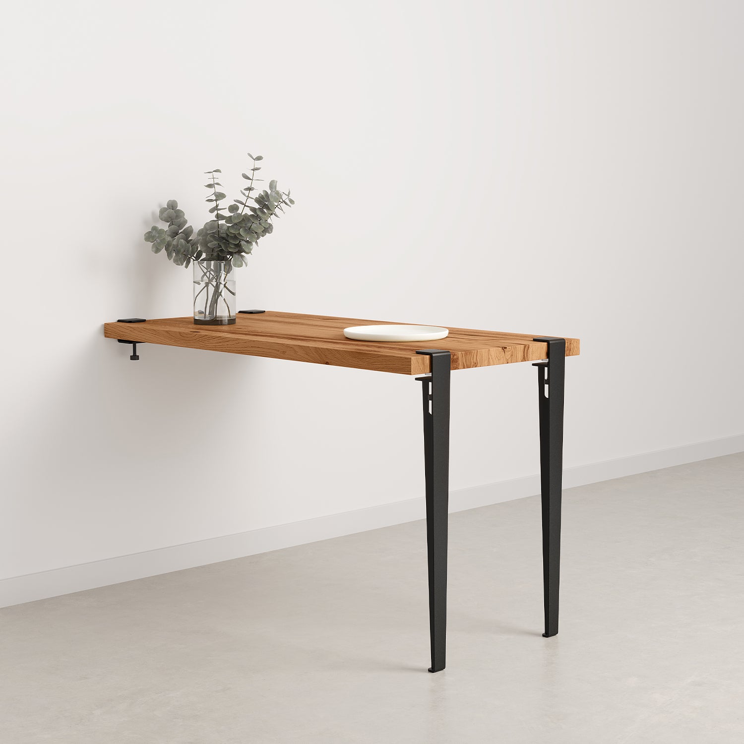 table murale 75cm 120x60 bois ancien - noir