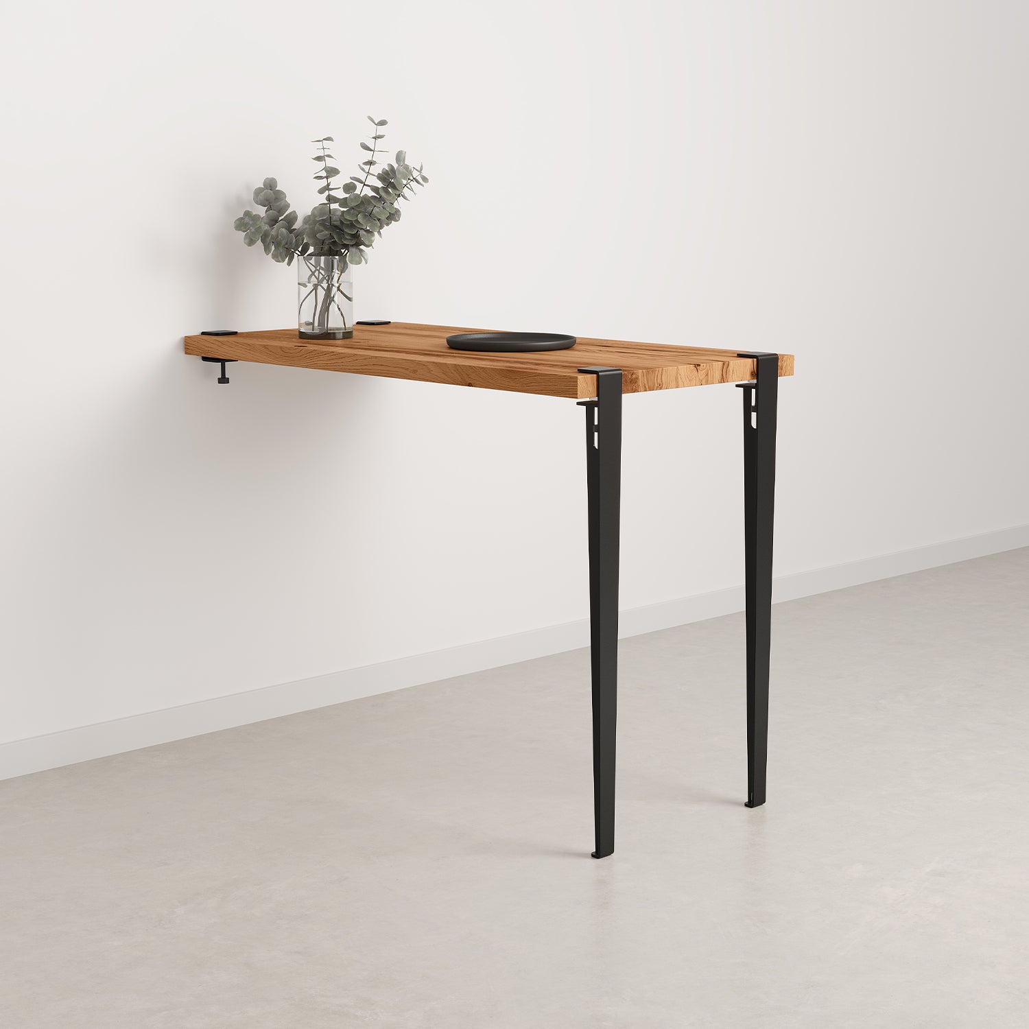 table murale 90cm 120x60 bois ancien - noir
