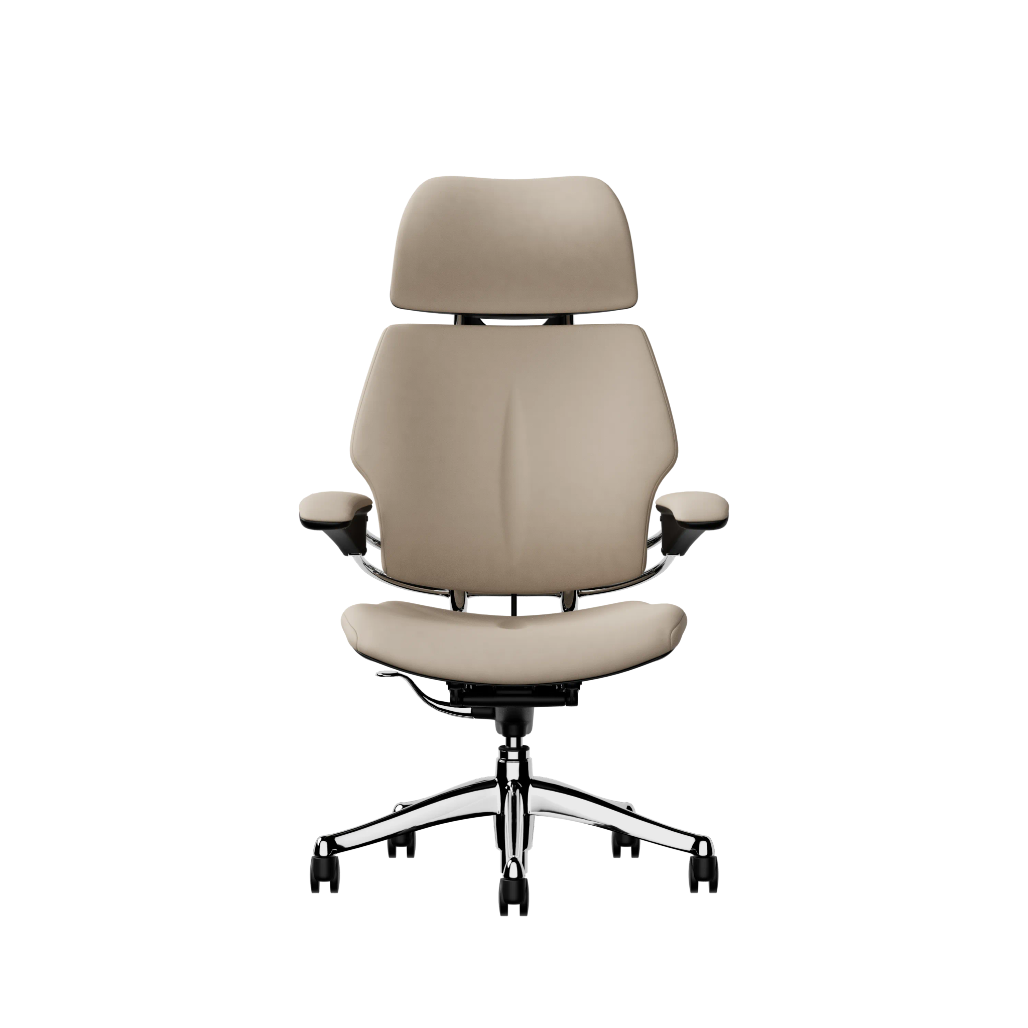 Humanscale Freedom Headrest - Elmosoft Leather - Polished Aluminum frame, upholstery colour 13072