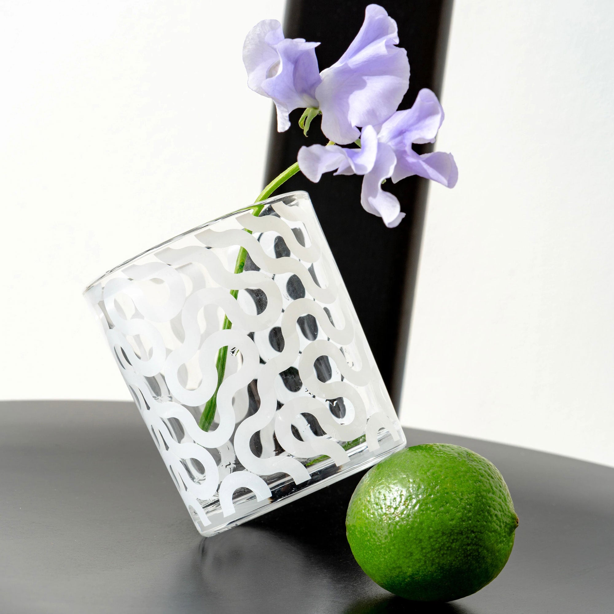 Areaware Dusen Dusen Pattern Glasses Set of 4 - White