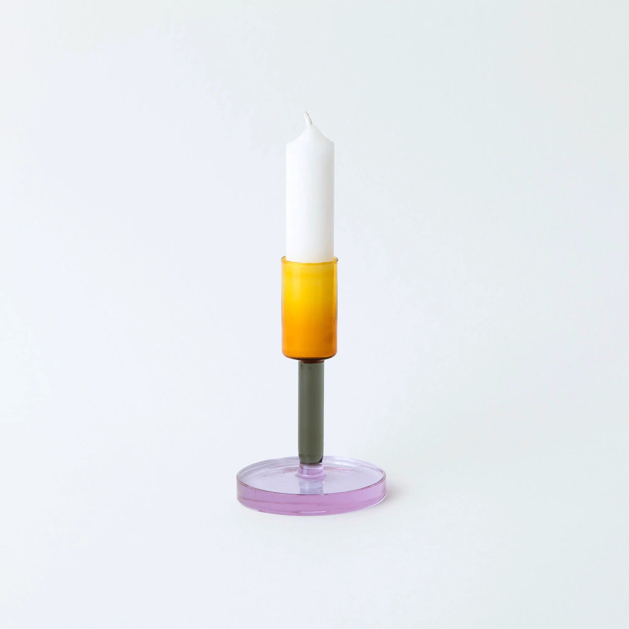 Block Glass Candlestick Holder - Medium