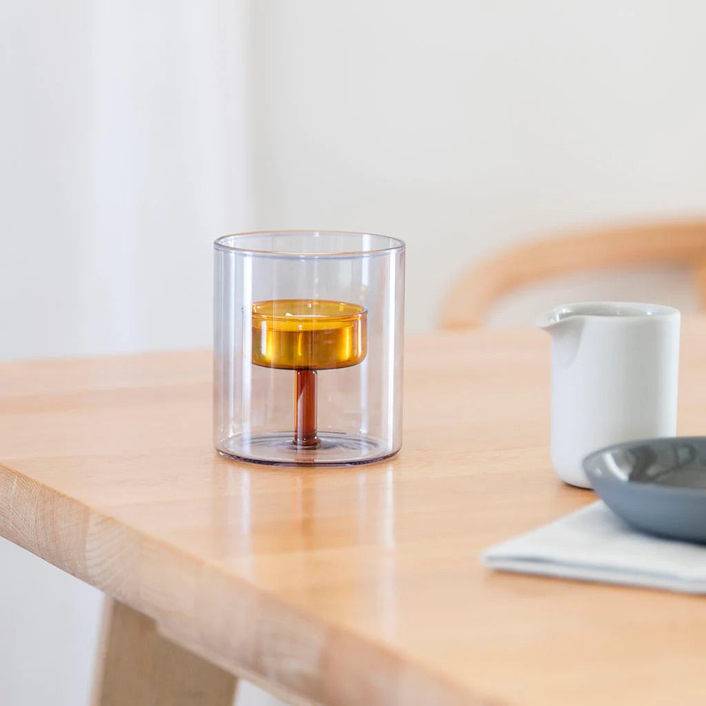 Block Duo Tone Glass Tea Light Holder