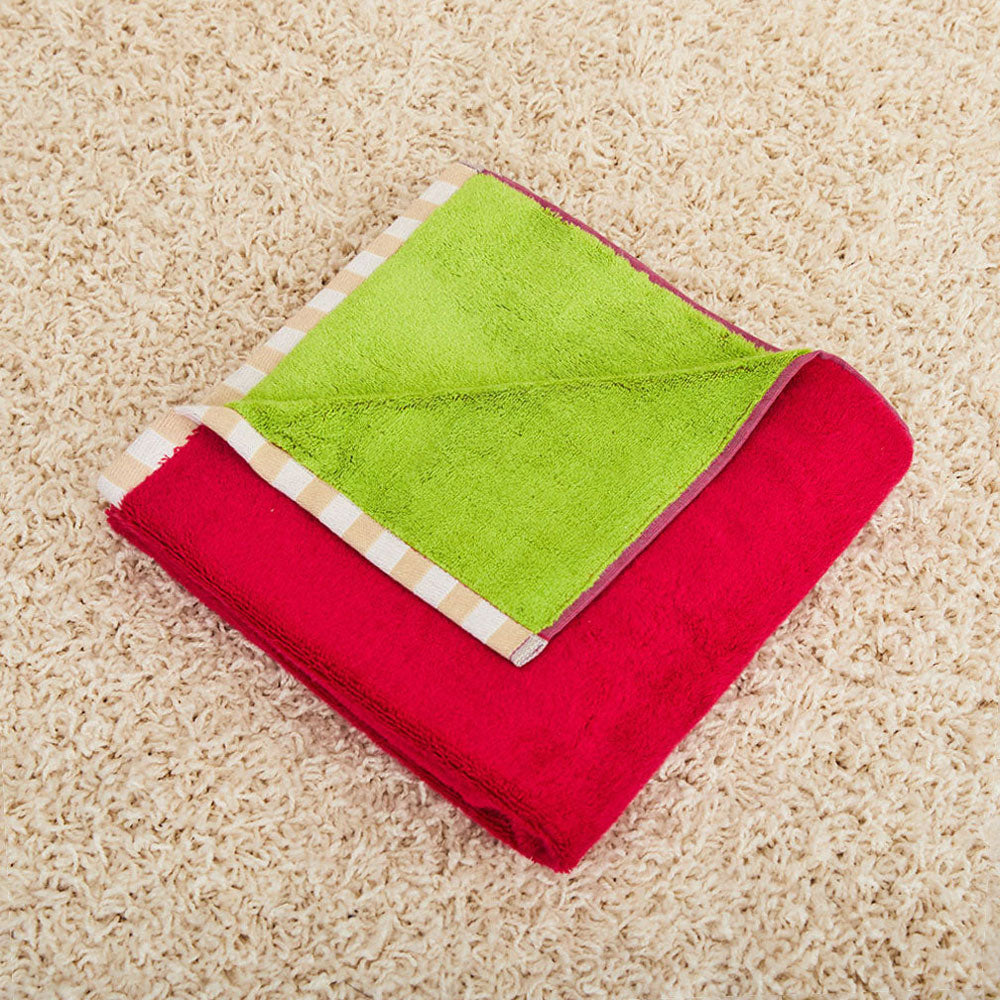 Dusen Dusen Two-Tone Bath Towel - Magenta Green