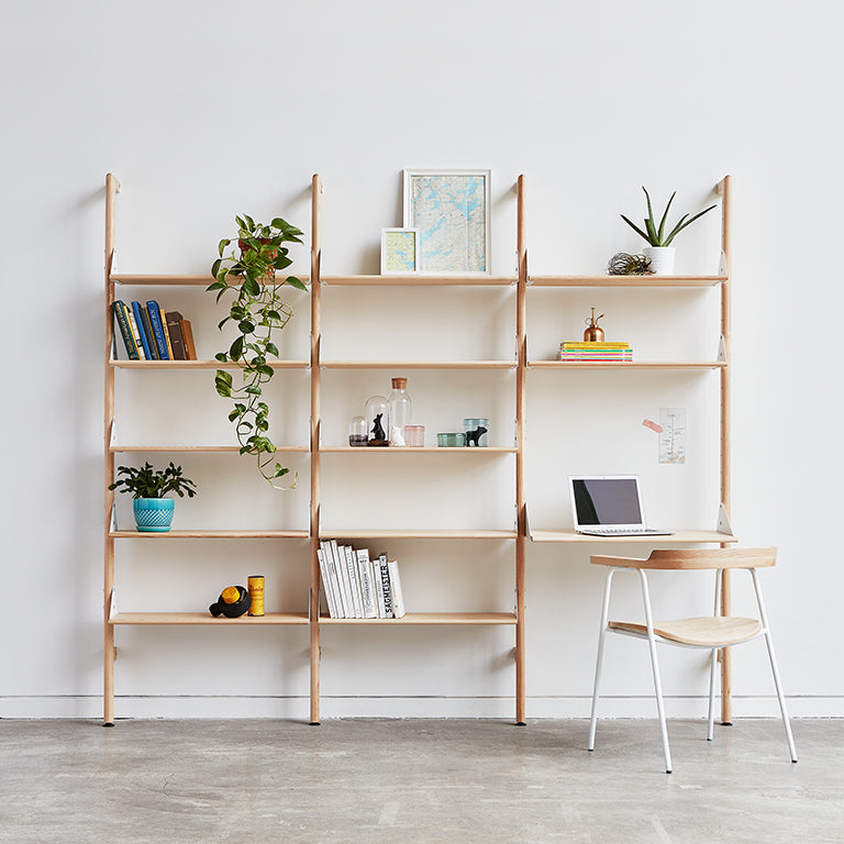 Gus Modern Branch-3 Shelving Unit with Desk