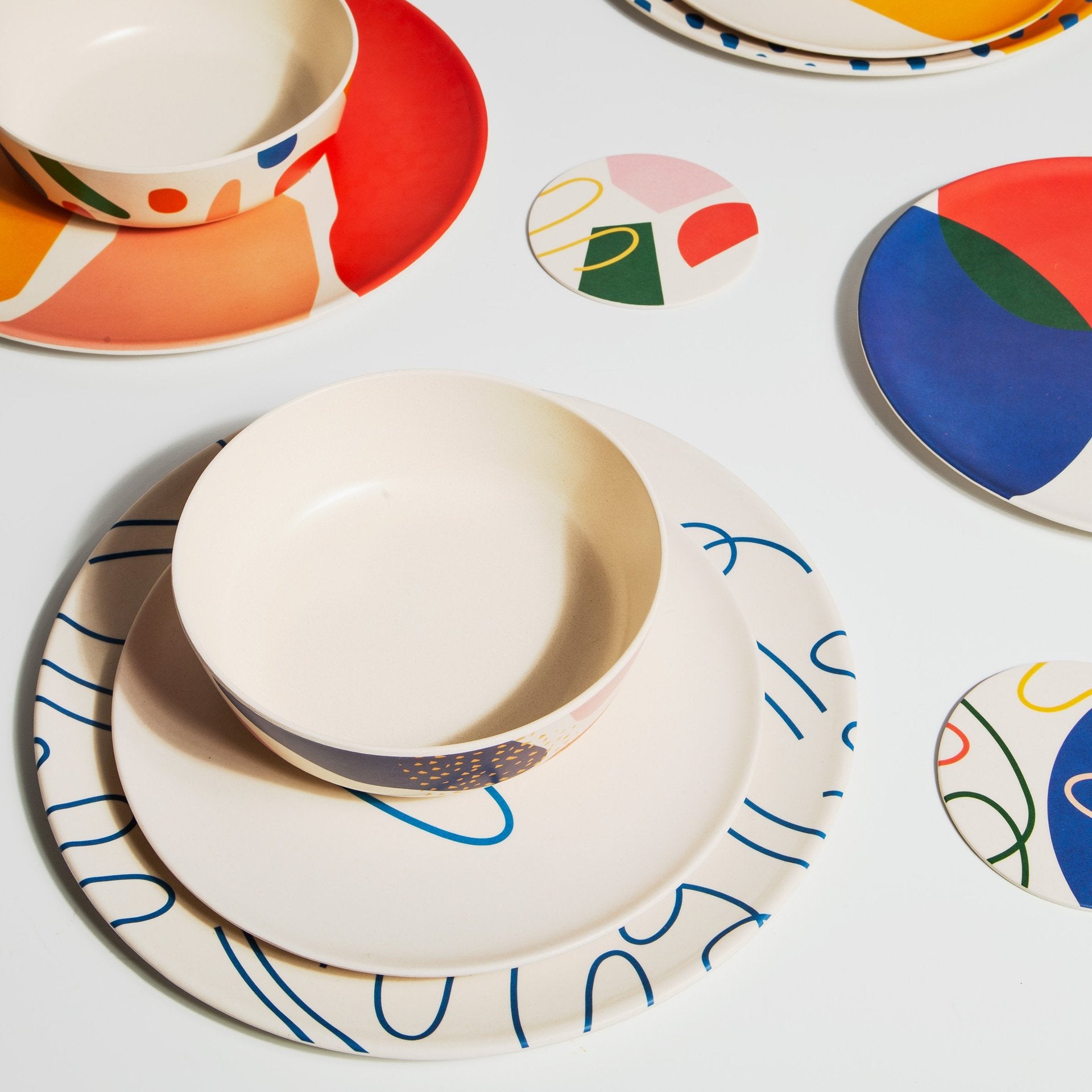 Poketo Bamboo Salad Plates Set of 4 - Doodles