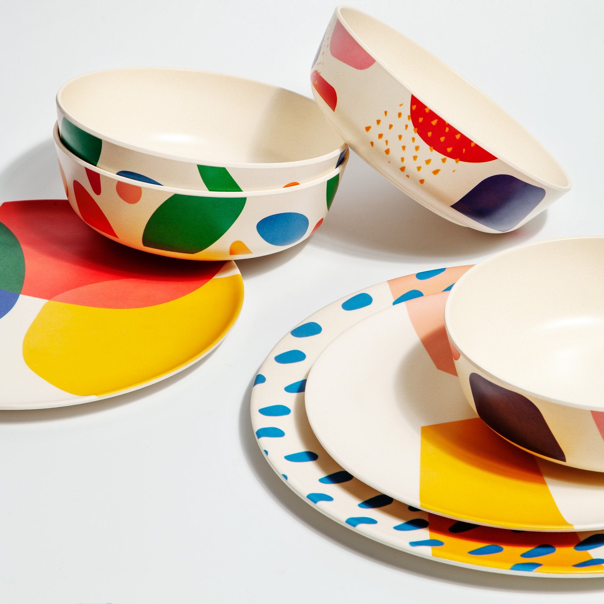 Poketo Bamboo Salad Plates Set of 4 - Doodles